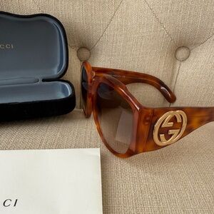 Acetate Oversized Interlocking GG0151S Sunglasses Tortoise Like New